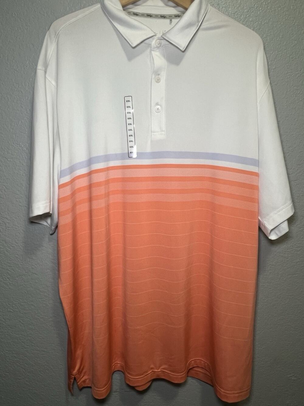 Walter Hagen Performance Polo shirt Men’s XXL White Orange Striped Golf NWOT‎